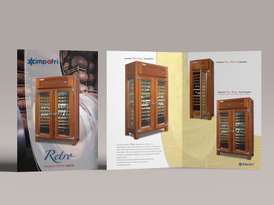 Diseño y maquetación de dípticos de la colección Retro de Impafri